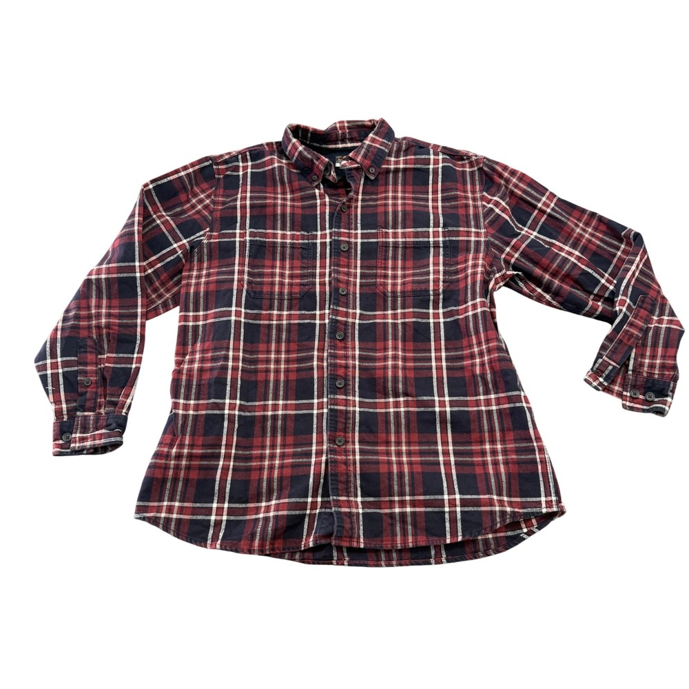 Ridgecut Flannel Shirt Men's XL Maroon Navy Plaid Workwear Cotton Long Sleeve